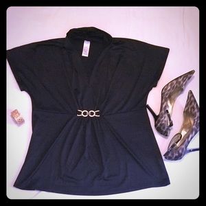 Black Blouse with Gold Embellishment